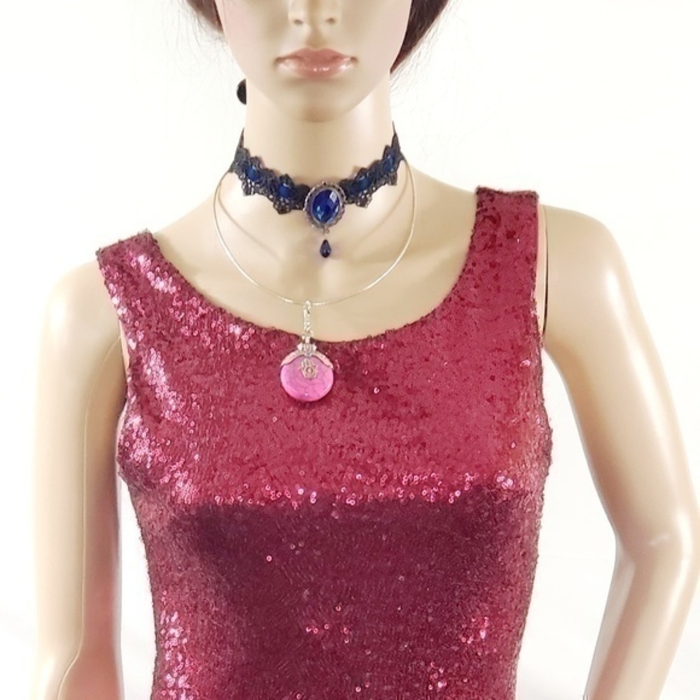 Crystal Doll Ruby Red Sequined Mini - image 5